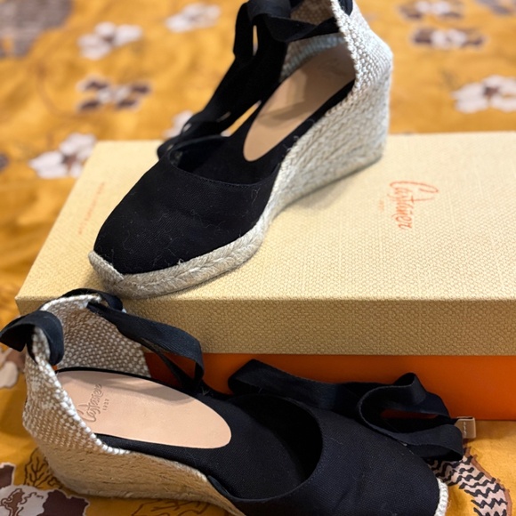 Black Castaner Carina 60 Wedge Espadrille Size 37, Worn Once - Picture 5 of 7